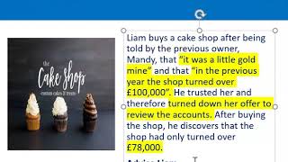 How to apply misrepresentation Liam cupcake scenario [upl. by Gnehc]