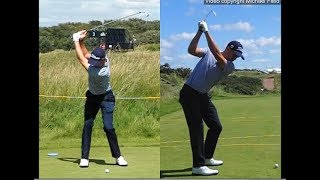 Justin Thomas golf swing  Long Iron faceon amp downtheline July 2017 [upl. by Trygve631]