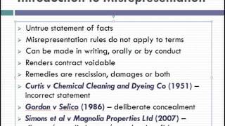 Misrepresentation Lecture 1 of 4 [upl. by Schroth]